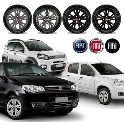 Jogo 4 Carlotas Esportiva Aro 13 Prime Fiat Palio Uno Preto/Prata A Pronta  Entrega - HUBCAR