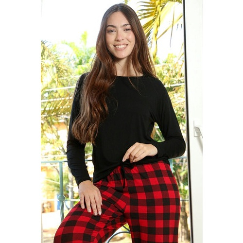 PIJAMA COMPRIDO FEMININO TECIDO 100 ALGODÃO XADREZ EST PROMOÇÃO