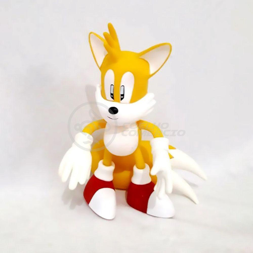 Kit 2 Bonecos Vinil Sonic E Tails 25 Cm Grande Articulados - Sp