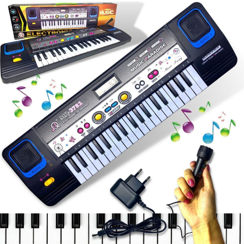 Brinquedo Teclado Piano Musical Infantil Com Microfone Karaokê 37 Teclas(Verde)  - Toy king no Shoptime