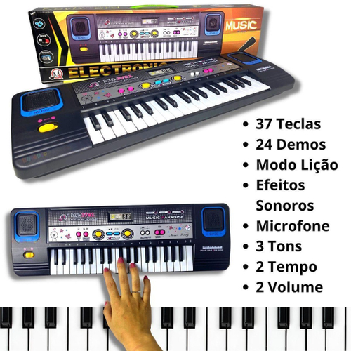 Pruie Piano Musical Infantil de 37 teclas com mini microfone predefinido 10  demos suporta gravação de fone de ouvido/aux in jack Portátil  multifuncional teclado infantil : : Brinquedos e Jogos