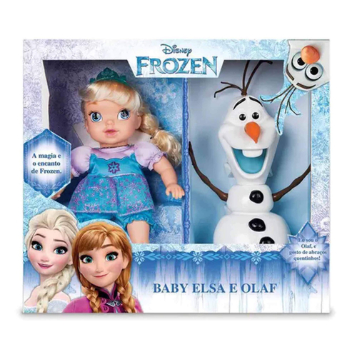 Boneca Frozen Kit Anna Elsa + Olaf Passeio Vinil Disney