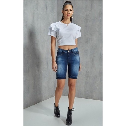 Bermuda jeans best sale feminina no joelho