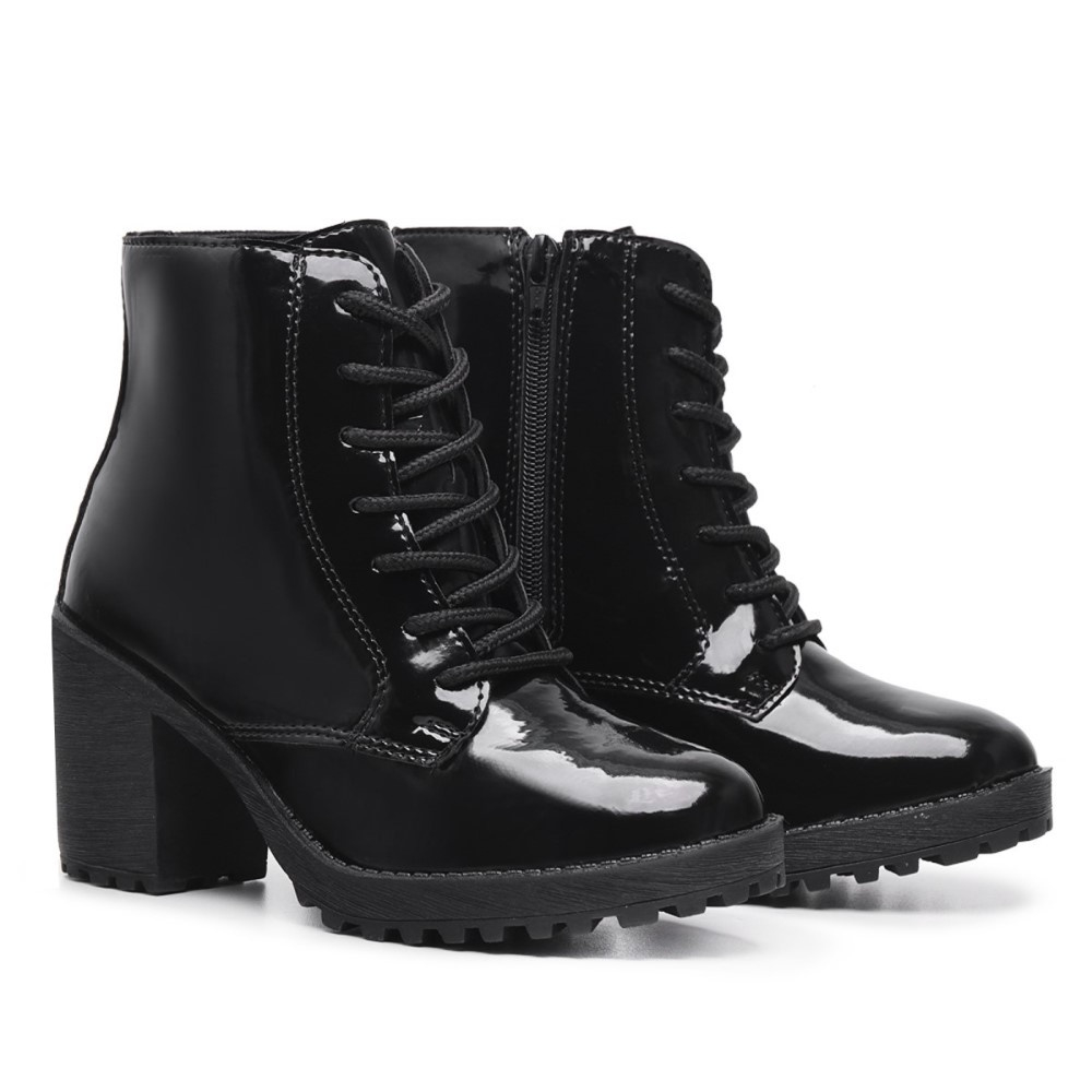 Bota verniz hot sale salto grosso