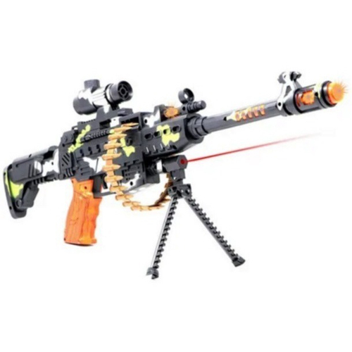 Brinquedo Arma Fuzil Metralhadora Militar 62 cm com Laser e Som