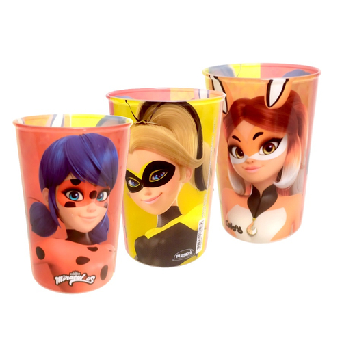 Copo Miraculous Ladybug Infantil com Canudo e Tampa 500ML Plasútil