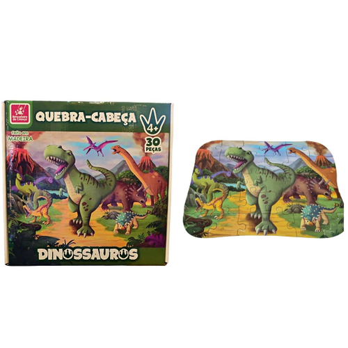 Quebra-Cabeça Dinossauros - 48 peças - Madeira - 2488