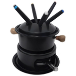 Conjunto para Fondue 11 Peças Preto Panelas Fondue Completo Queijo e Chocolate