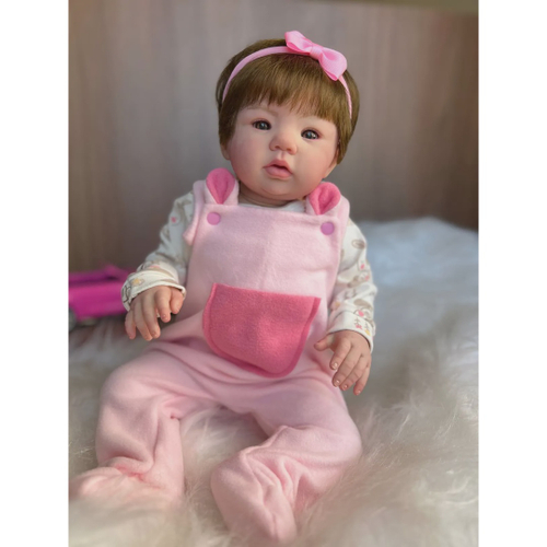 Bebê Boneca Reborn Realista Corpo Todo Silicone Pode Molhar Menina Maria 55  cm