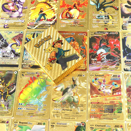 27 Cartas de Pokemon Gold Rainbow Cartinhas Douradas no Shoptime