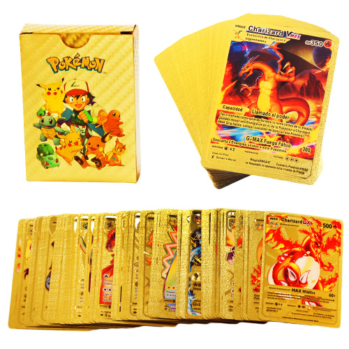 27 Cartas de Pokemon Gold Ouro Cartinhas Douradas - Deck de Cartas