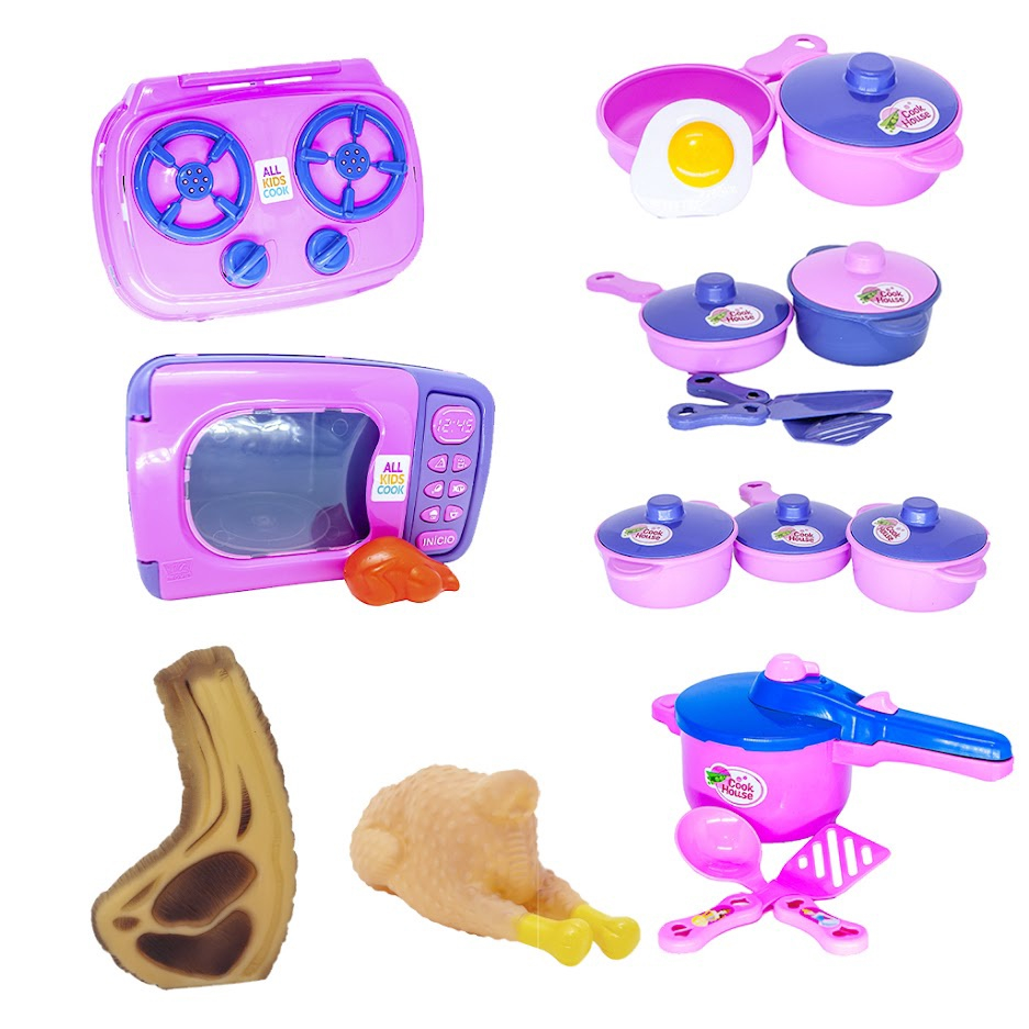 Kit Brinquedo Menina Comidinhas Microondas Frango Bife 18pç No Shoptime