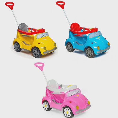 Carrinho Super Banjipe Reclinável com Capota Passeio & Pedal Preto  Quadriciclo Infantil Veículo com Cinto Empurrador