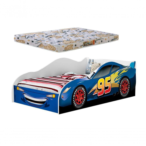 Mini Cama Carro Corrida Infantil Force Azul com Colchão