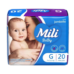 Fralda Descartável Infantil Mili Baby Ultra Seca G Com 20 U