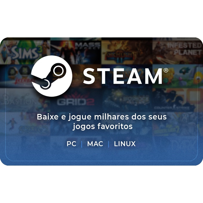 Gift Card Steam 10 Reais Brasil - Código Digital - Playce - Games