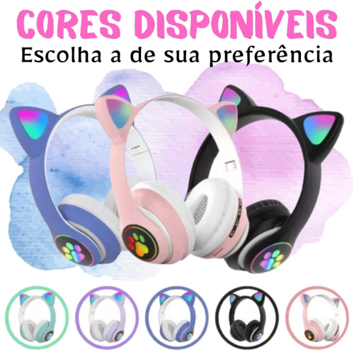 Fone Orelha De Gato Sem Fio Bluetooth verde patinhas em Promoção na  Americanas