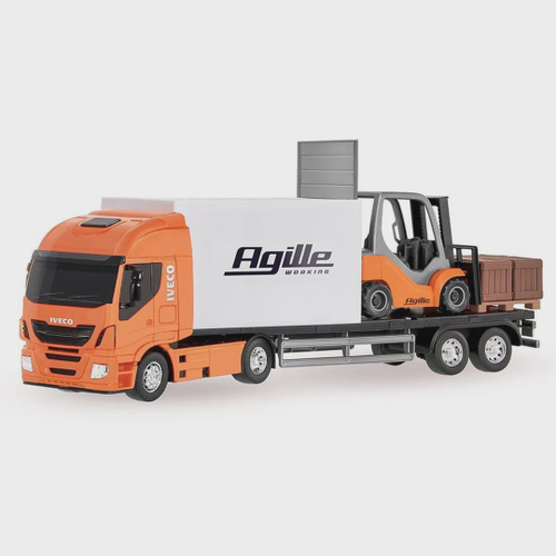 Brinquedo Carreta Iveco Hi-way Com Empilhadeira Agille