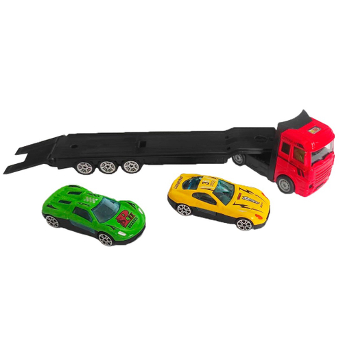 Carreta Cegonha Brinquedo Infantil Com Carros e Cone Silmar