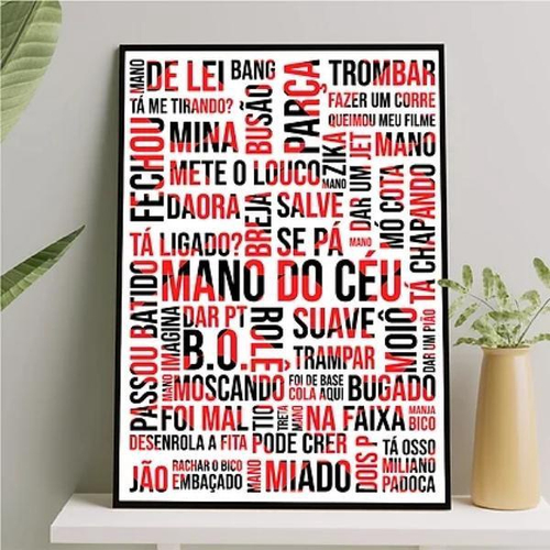 Quadro Gírias De Sp Branco Vermelho Preto 45X34Cm Branca no Shoptime