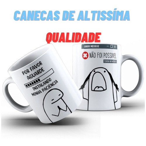 Caneca Flork Meme Instalando Minha Paciência - Xicara de Café