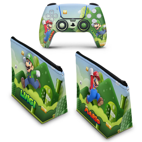 KIT Capa Case e Skin PS5 Controle - Super Mario - Pop Arte Skins