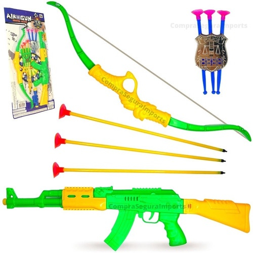 Kit 2 Arminha Policial de Brinquedo Lançador com Dardos do Tipo nerf