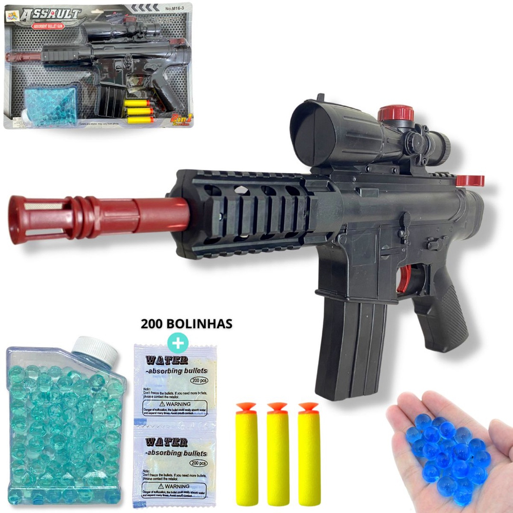 Brinquedo Arma Bolinha De Gel + Dardo Nerf Arminha Brinquedo