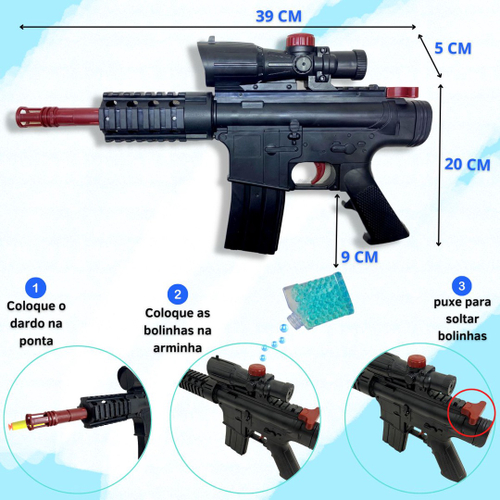 Brinquedo Arminha Nerf Pressão Lança Dardos/bolinhas De Gel Cor Preto na  Americanas Empresas