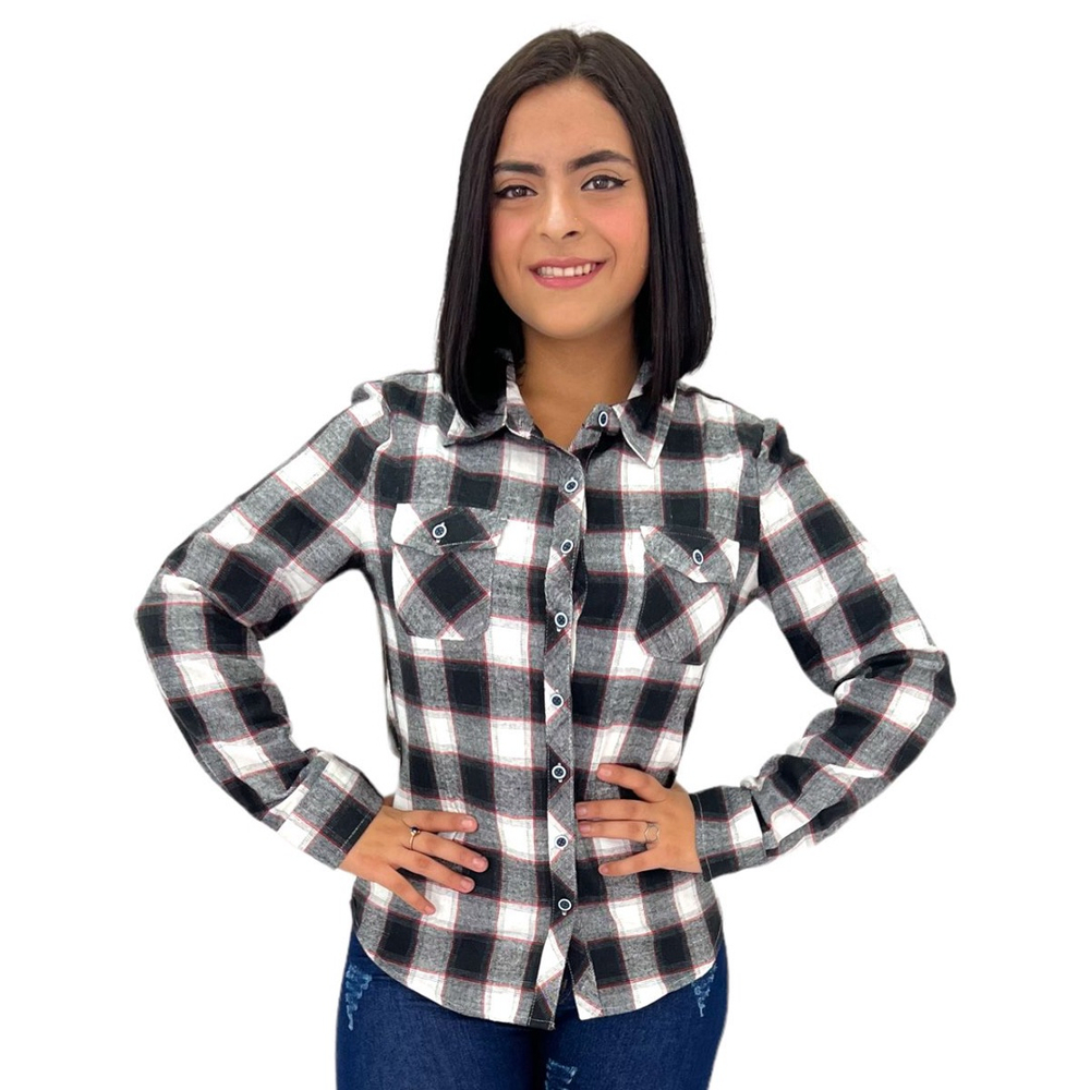 Camisa xadrez aberta feminina cheap