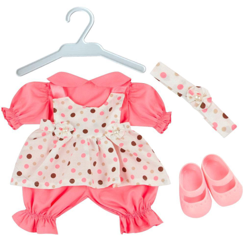 Kit Roupa Boneca Reborn 46/56Cm 6 Itens Vestido Poá Casinha