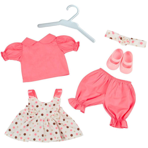 Kit Roupa Boneca Reborn 46/56Cm 6 Itens Vestido Poá Casinha