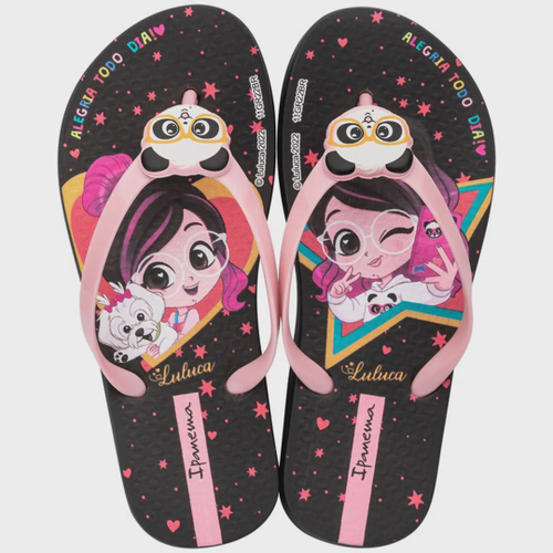 Chinelo Panda Luluca Amor Ipanema Dedo Preto Rosa Meninas