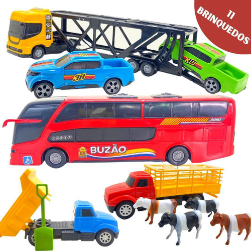 Caminhão Brinquedo Infantil Cegonha Miniatura + 4 Carrinhos - Bs Toys