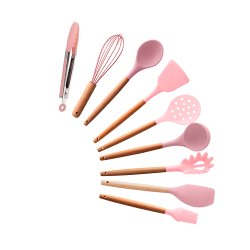 Kit Jogo de Cozinha Rosa 7 Utensílios de Silicone Pote Inox na Americanas  Empresas