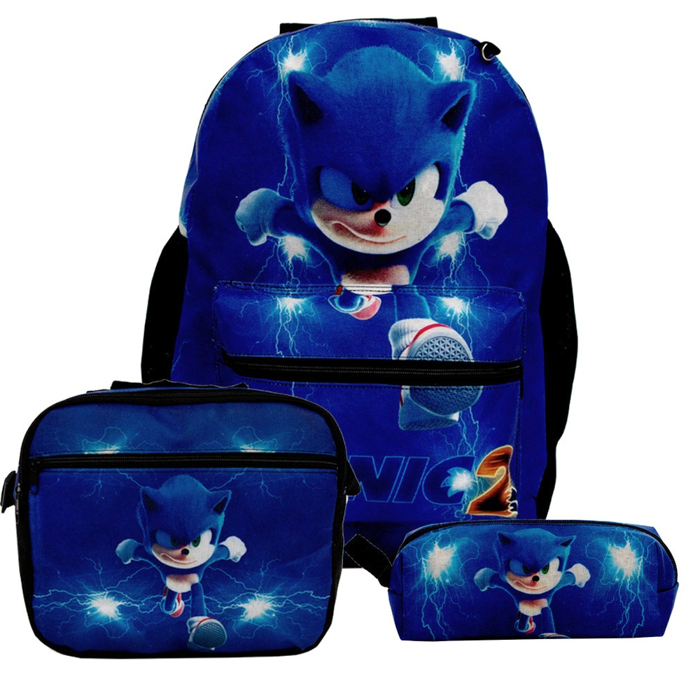 Mochila Escolar Juvenil Menino Sonic Jogo Lancheira Estojo na Americanas  Empresas