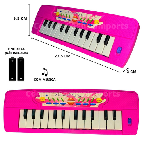 Teclado infantil a pilha rosa - TOYS - Piano / Teclado de Brinquedo