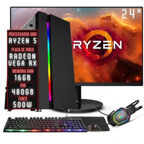 Pc Gamer Ryzen 5 5600g, 16gb Ram Ssd Monitor Kit Gamer