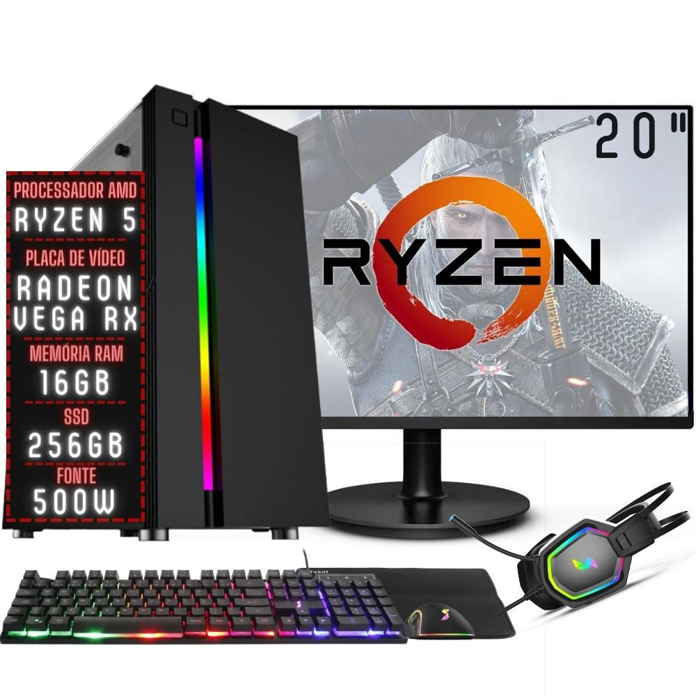 Pc Gamer Ryzen 5 5600g, 16gb Ram Ssd Monitor Kit Gamer