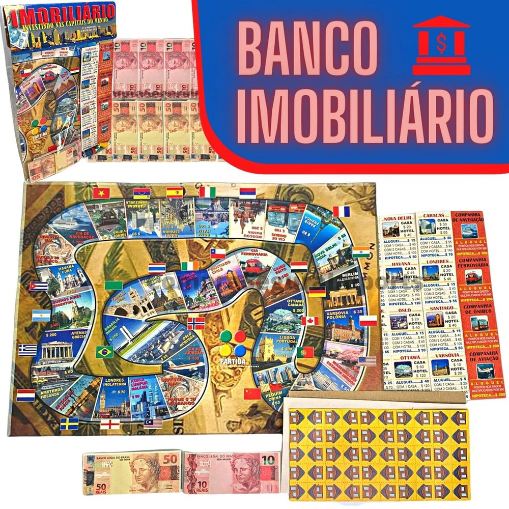 Jogo De Tabuleiro Banco Imobiliário Mesa Brinquedo Educativo no Shoptime