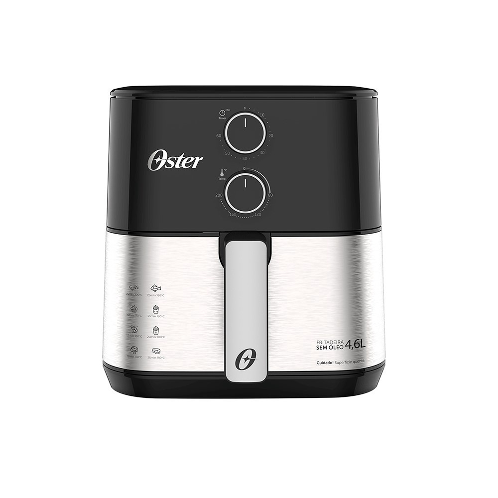 Fritadeira Elétrica Sem óleo AirFryer Oster 4,6 Litros 1500W Grelha ...