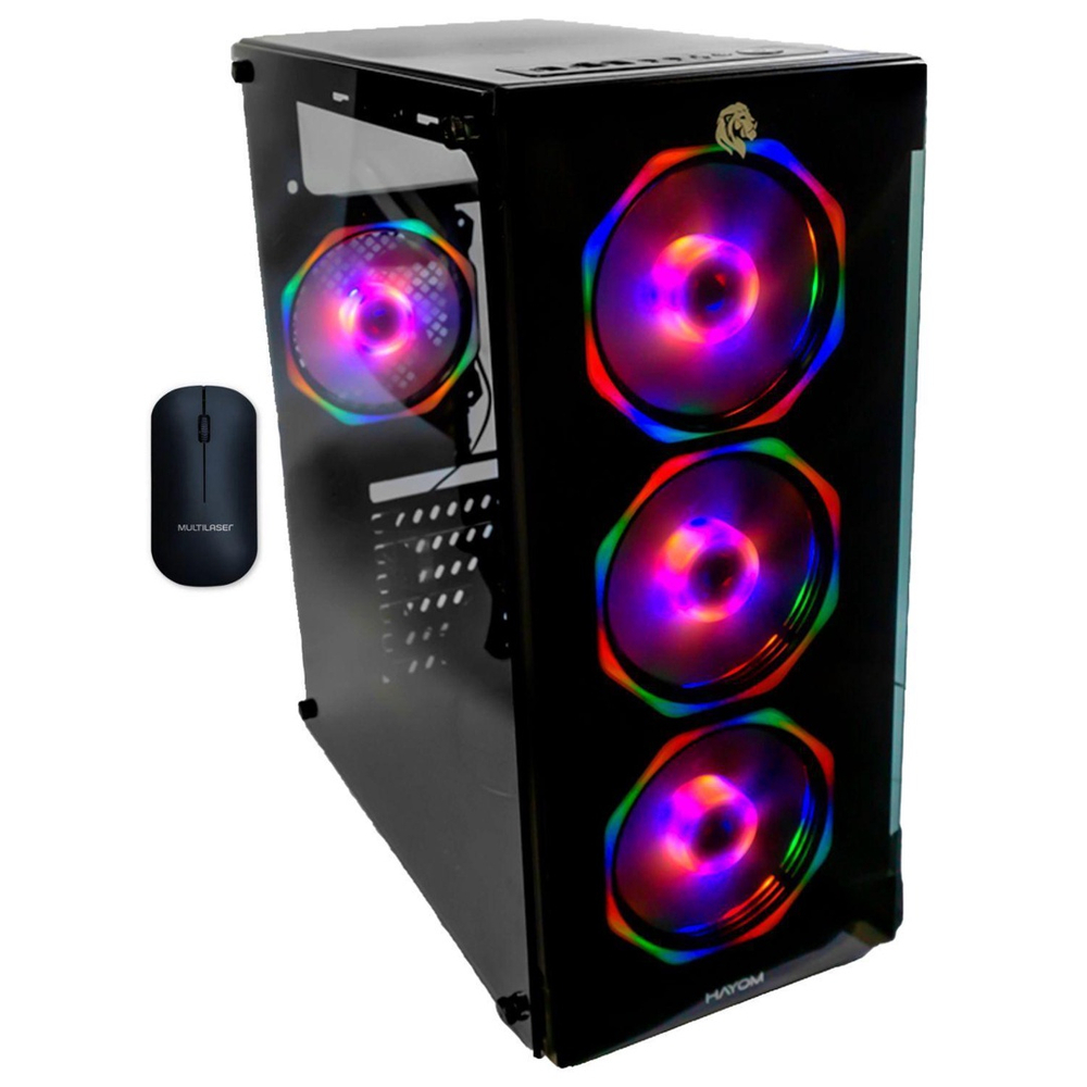 Kit Gabinete Gamer Mid Tower Lateral E Frontal Vidro 4 Fans No Shoptime