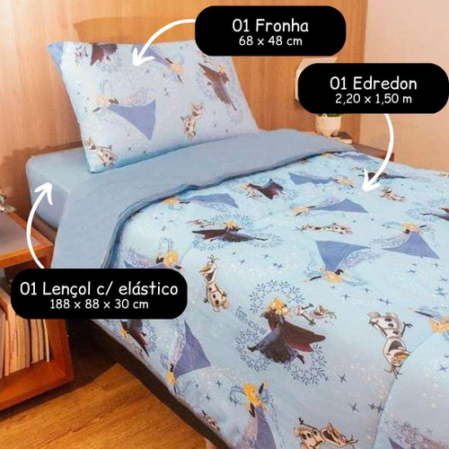 Jogo de Cama Frozen Elsa Solteiro 2 Peças 150x220cm - Portallar - lojasmel