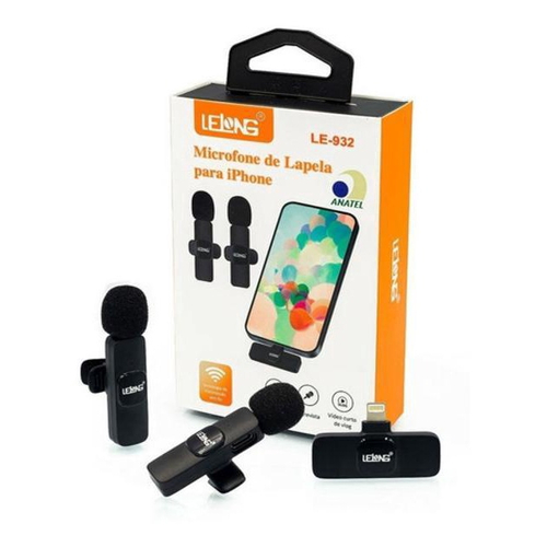 Microfone Lapela Wireless Sem fio para Iphone Ipad Lightning Plug