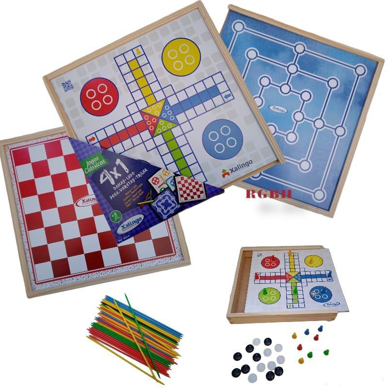 Kit Jogos De Tabuleiro Com Damas Ludo e Trilha De Madeira em Promoção na  Americanas