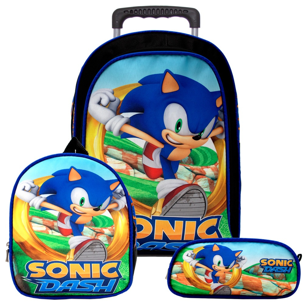 Mochila Infantil Grande Sonic Feito Para Correr - Preto