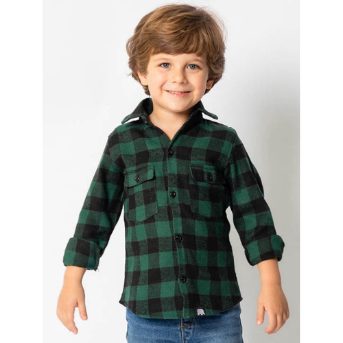 Camisa Xadrez Verde e Preta Menino