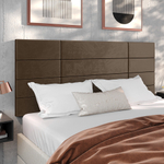 Cabeceira Suspensa Estofada Decoração Quarto Casal Cama Box King Size 1,95 Encanto - Marrom Suede - Lojas rpm