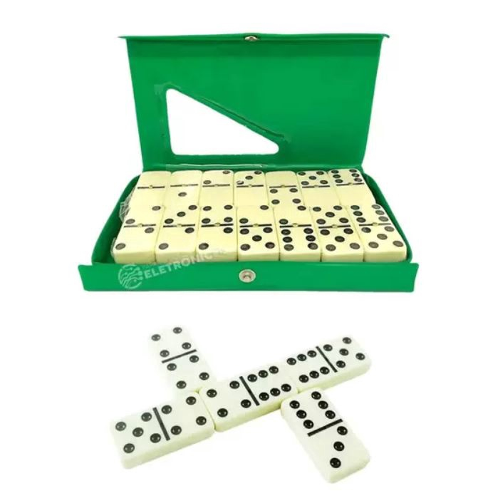 Jogo de Domino Colorido 6 Cores 1CX Lata e Plástico c/28 Peças EM OFERTA