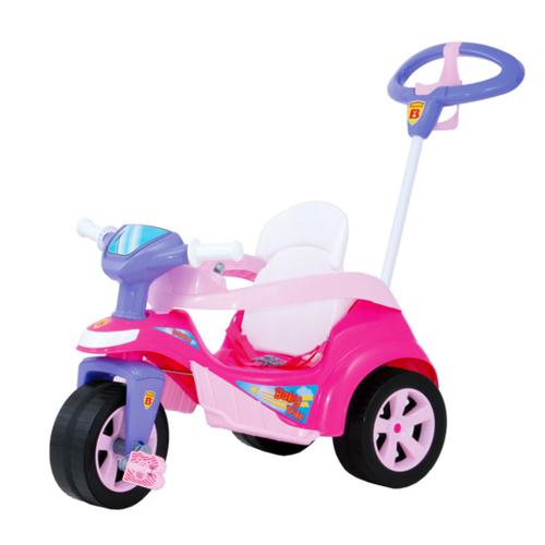 Motoca Triciclo Infantil com Empurrador Encantando Rosa